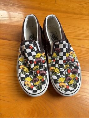 Vans Slip-On Poppy Floral Checkerboard Sneakers